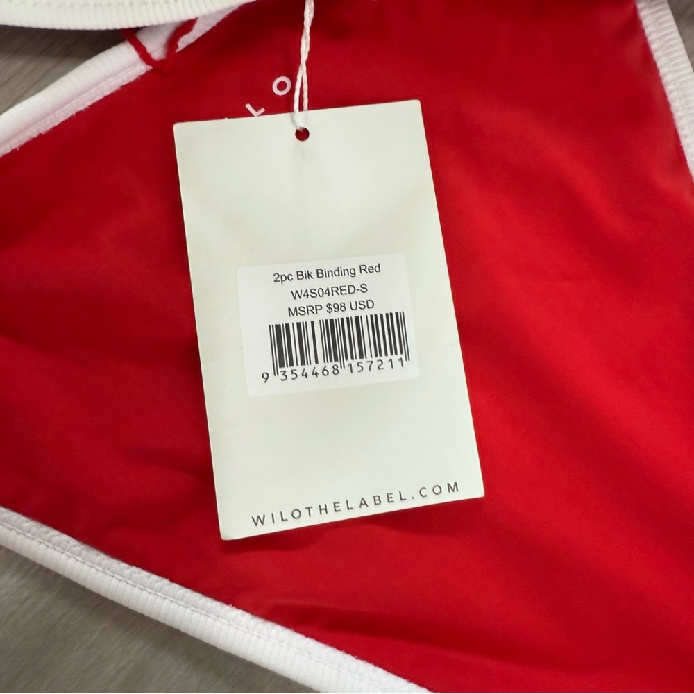 NWT Wilo The Label Red Biquini Set Bottom Sz M top Sz S - Picture 8 of 8